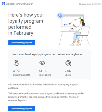 screenshot of email loyalty program performance