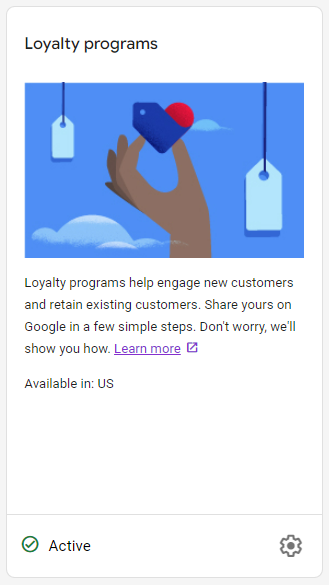 screenshot of loyalty programs settings in google merchant center